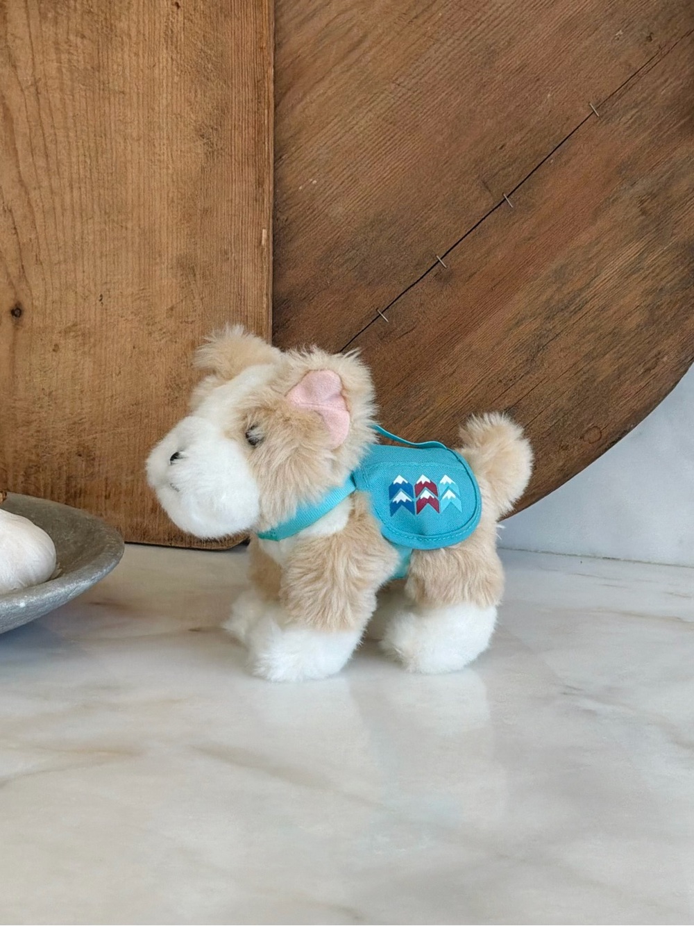 American Girl Tan and White Plush Pony with Teal Saddle